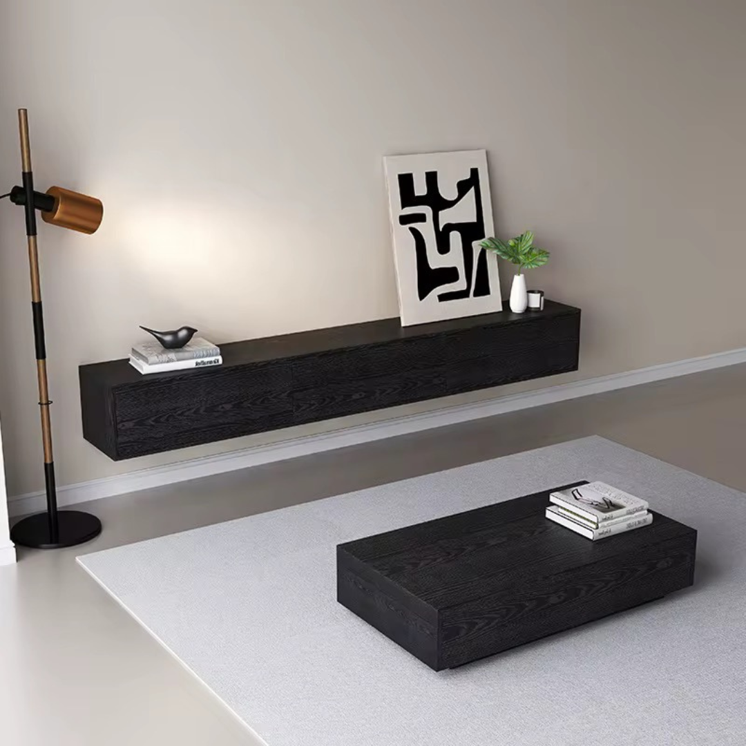 Zwevend tv-meubel matte zwart