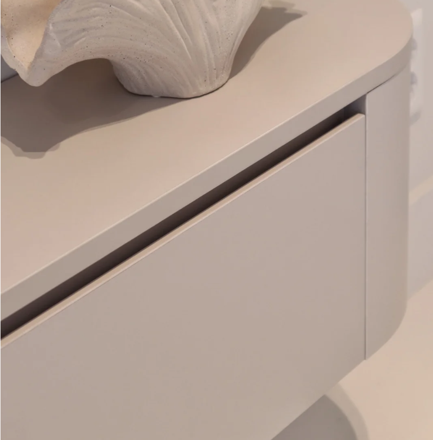 Ronde japandi zwevend tv-meubel matte beige
