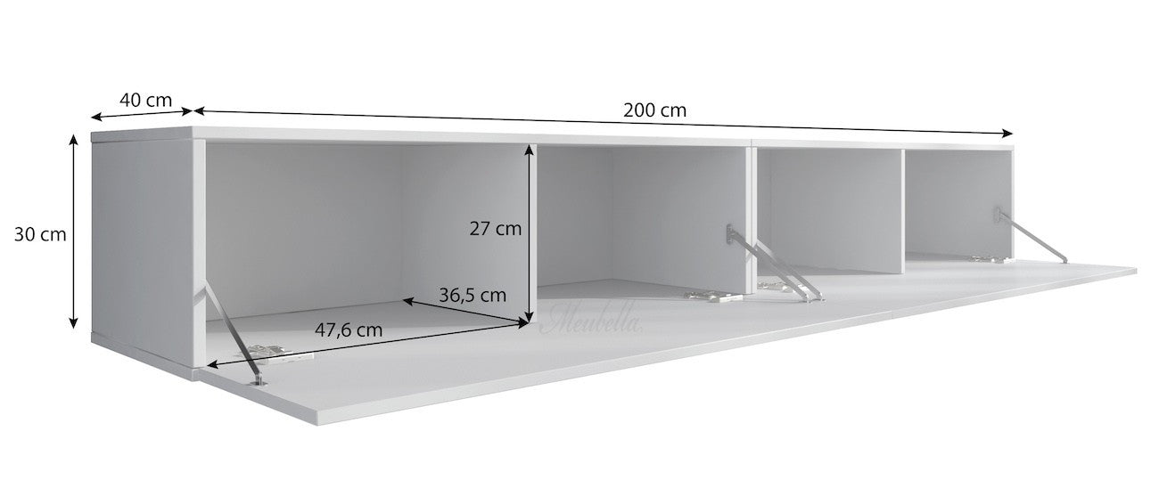 TV-Meubel JACKO - Mat Zwart - 200 cm