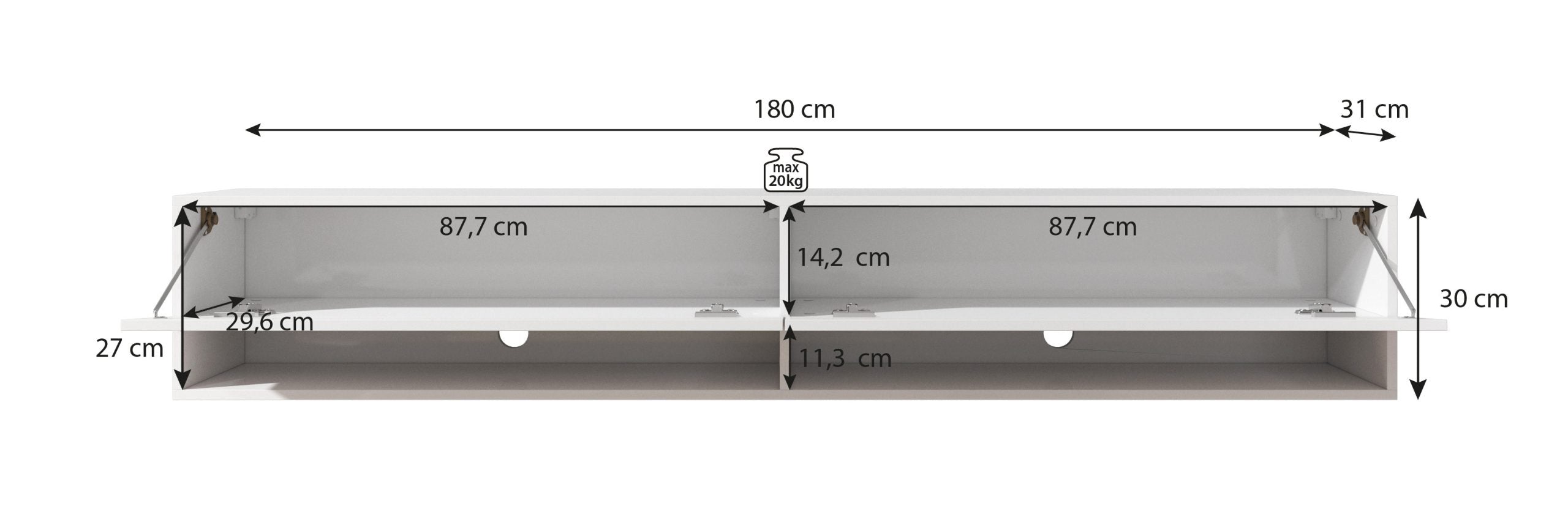 TV-Meubel LUXO - Mat Zwart - 219 cm